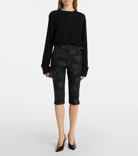 ROTATE Birger Christensen Floral jacquard capri pants 2