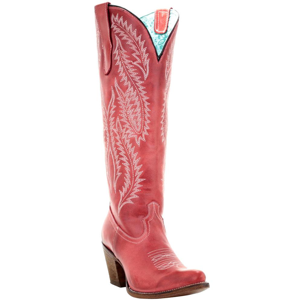 Corral Boots Rioja Red Embroidered Snip Toe Cowboy Boots