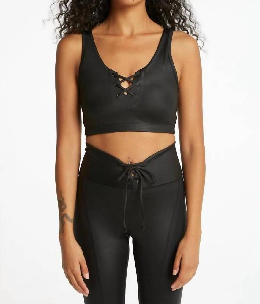 Year Of Ours Gloss Football Sport Bra In Black 1