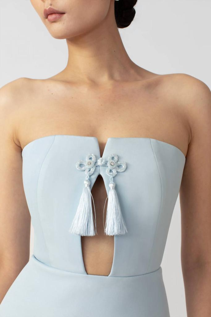 SAU LEE Isla Strapless Mini Dress In Blue