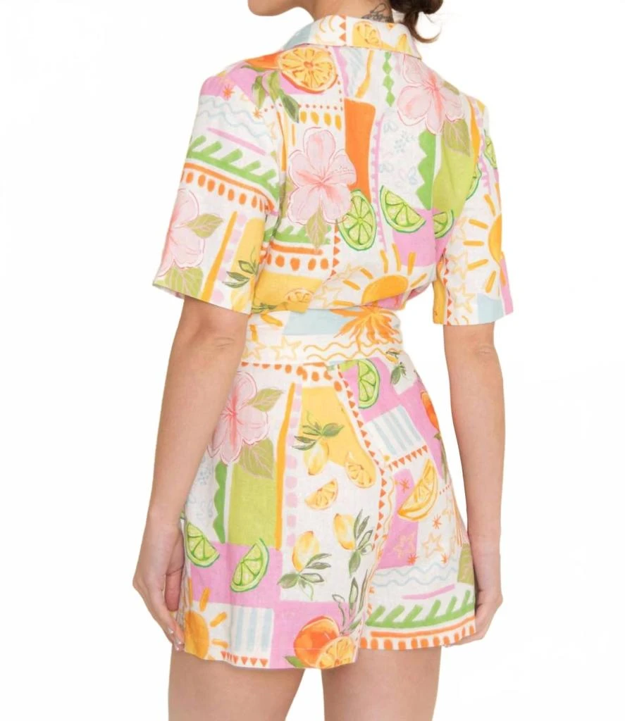 Fore Collection Tropical Citrus Print Romper In Ivory Multi 2