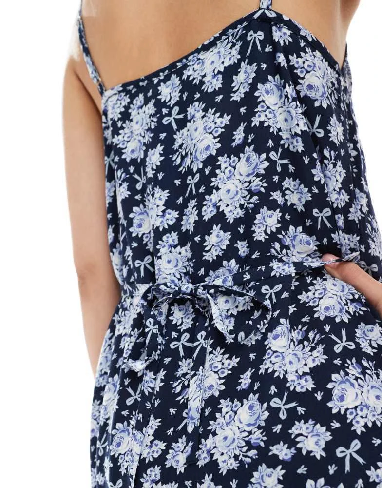 Miss Selfridge Miss Selfridge strappy scoop neck maxi slip dress in blue bow 3