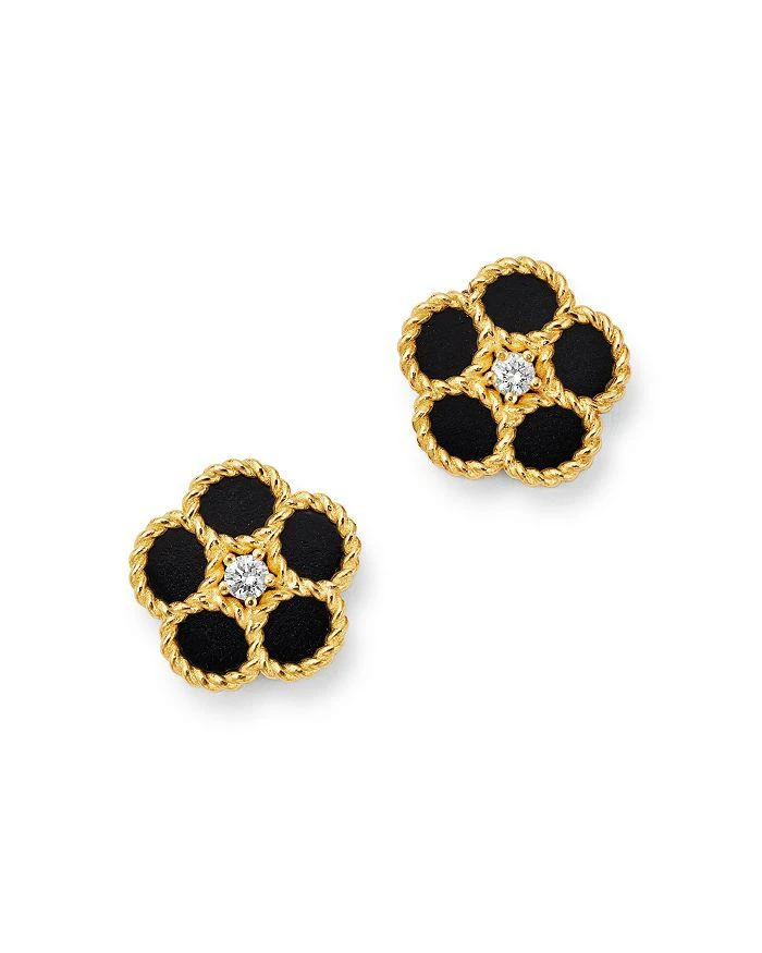Roberto Coin 18K Yellow Gold Daisy Diamond 
Black Onyx Stud Earrings - Exclusive