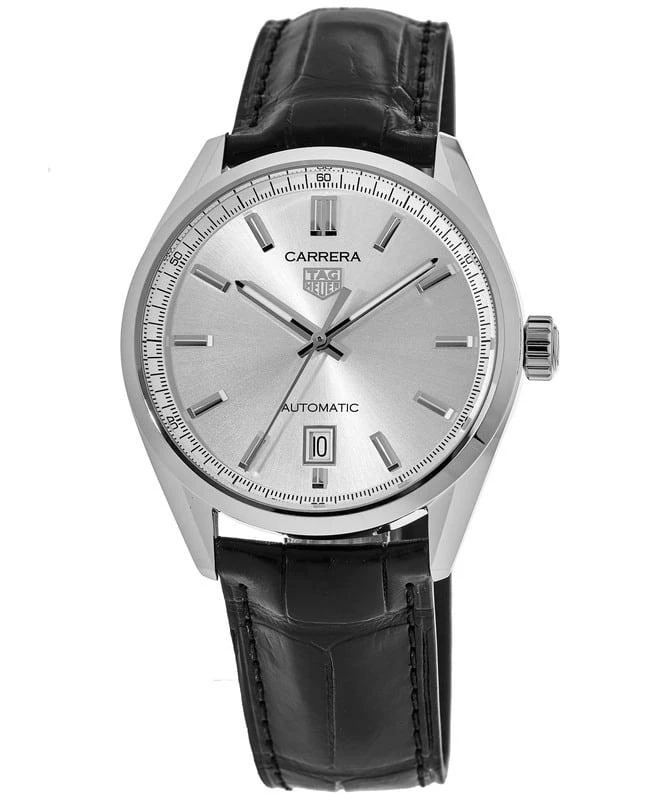 TAG Heuer Tag Heuer Carrera Automatic Silver Dial Black Leather Strap Men's Watch WBN2111.FC6505 1