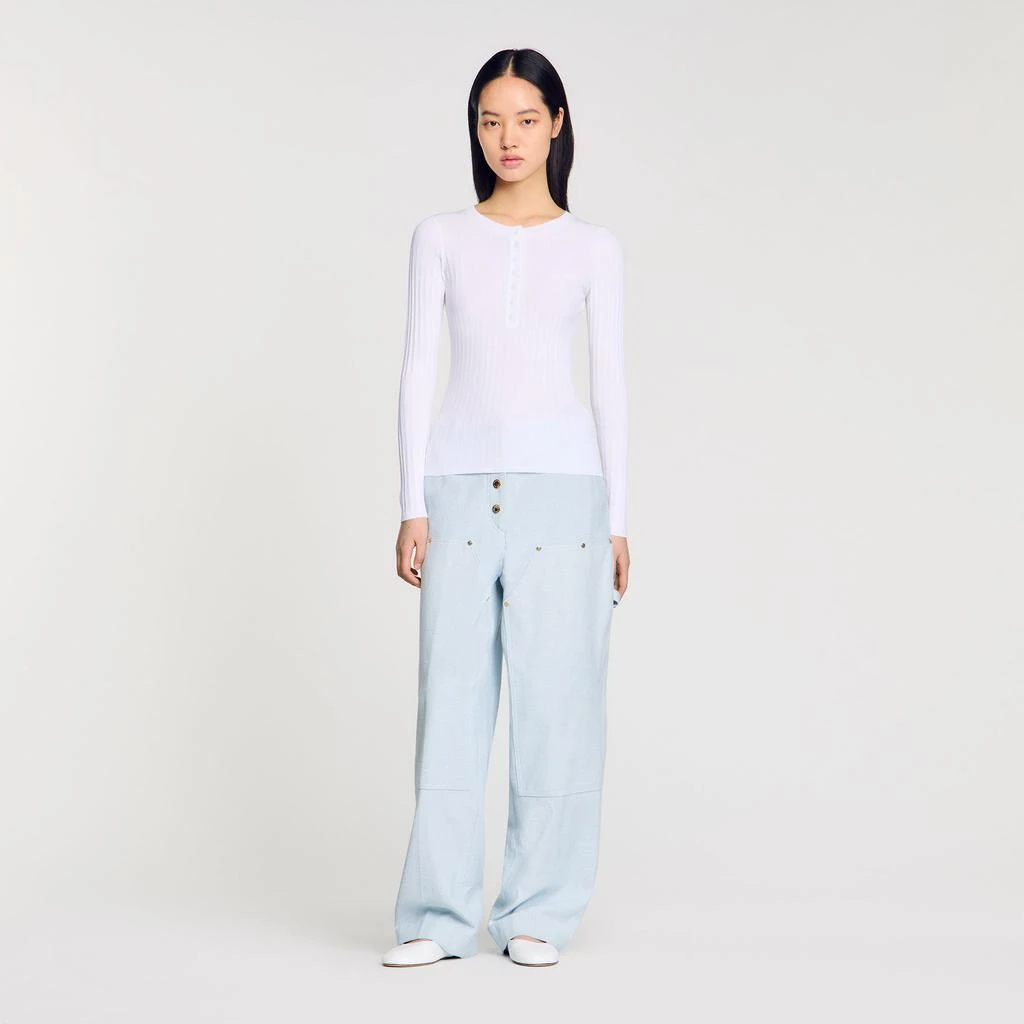 Sandro Ribbed sweater with Tunisian collar 1