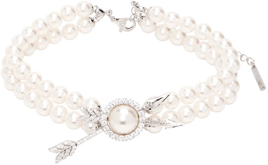 Shushu/Tong White YVMIN Edition Double Arrow Pave Pearl