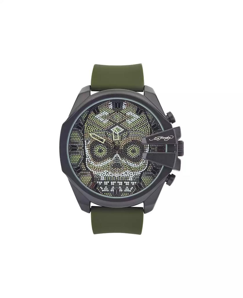 Ed Hardy Men's Matte Olive Silicone Strap Analog Watch