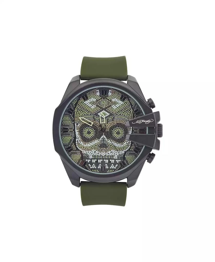Ed Hardy Men's Matte Olive Silicone Strap Analog Watch 1