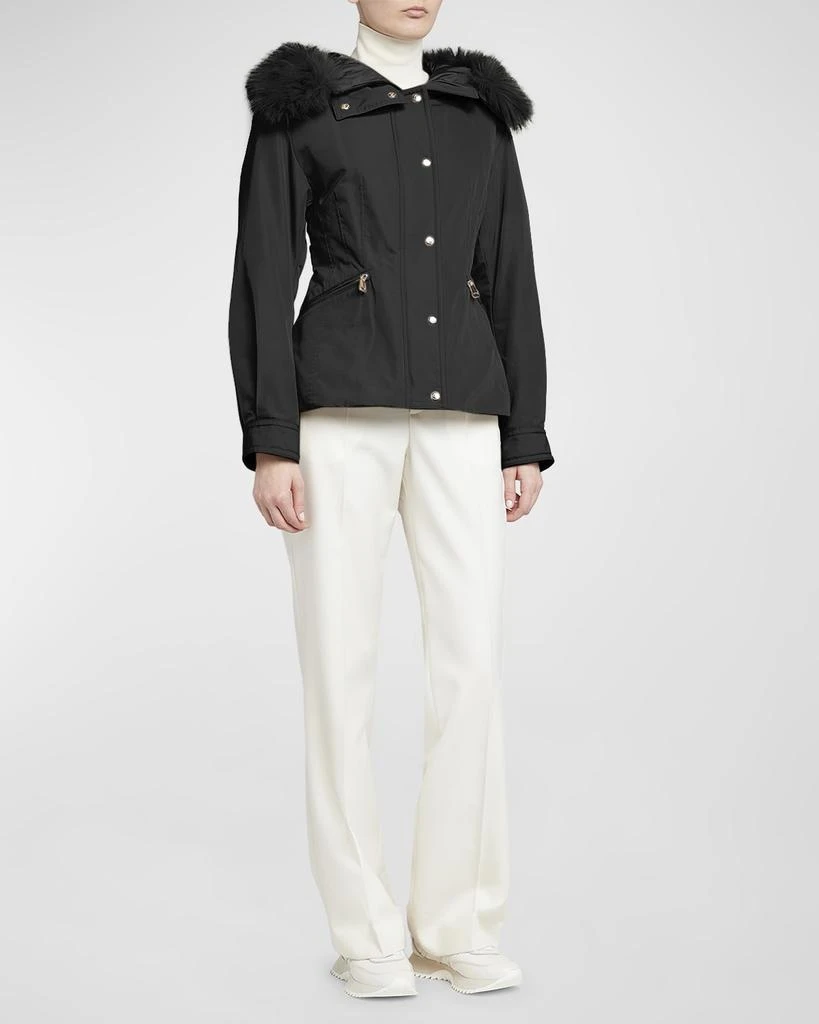 Moncler Bron Short Parka Jacket with Faux Fur Trim 3