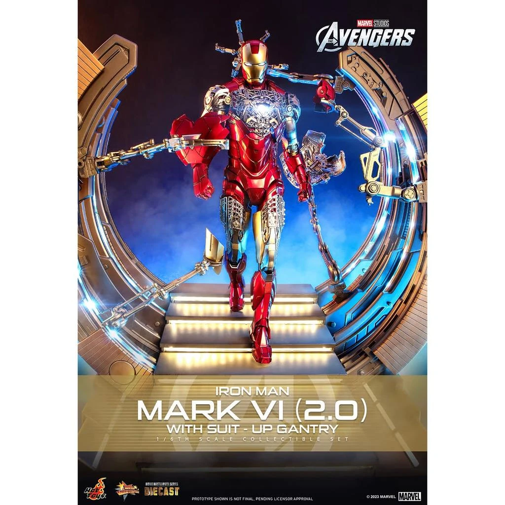 Hot Toys Hot Toys 1:6 Scale Marvel Iron Man Mark VI (2.0) with Suit-Up Gantry Statue 1