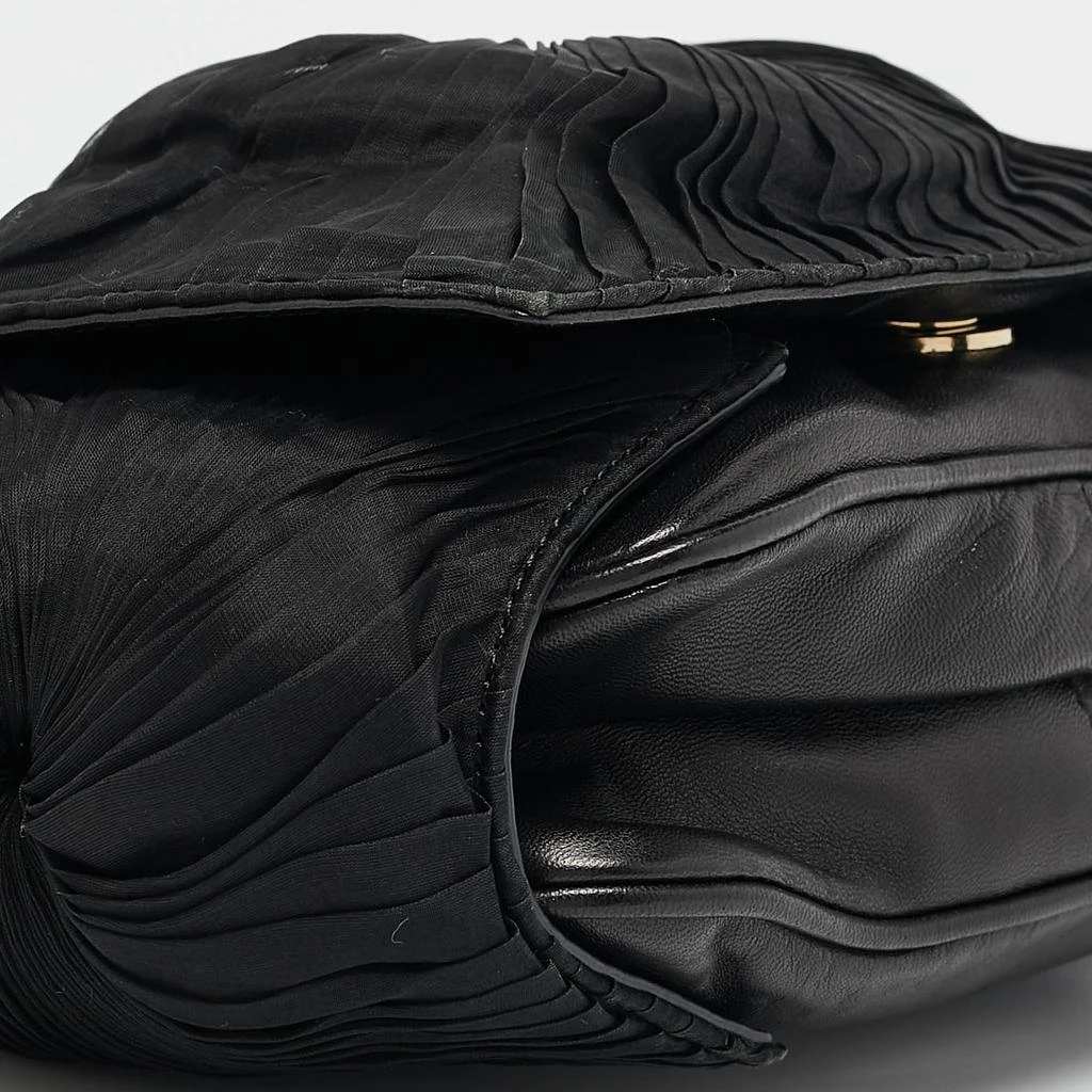 Givenchy Givenchy Black Leather and Satin Pleated Floral Clutch 16