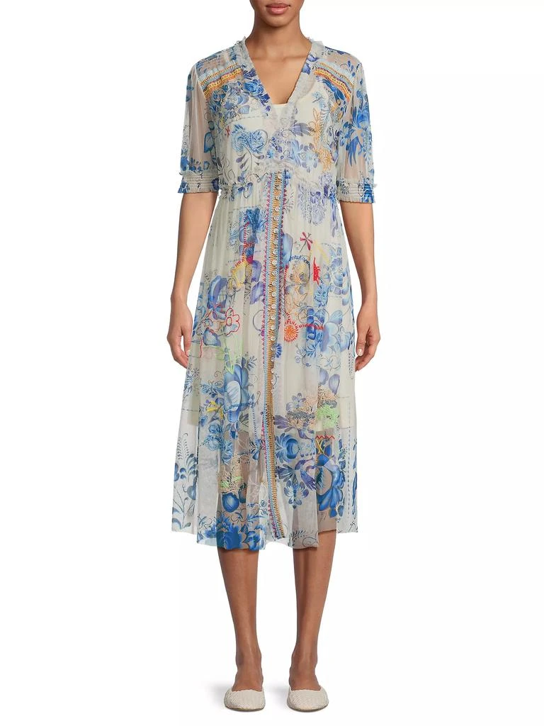 Johnny Was Mazzy Floral Ruched Dress 3