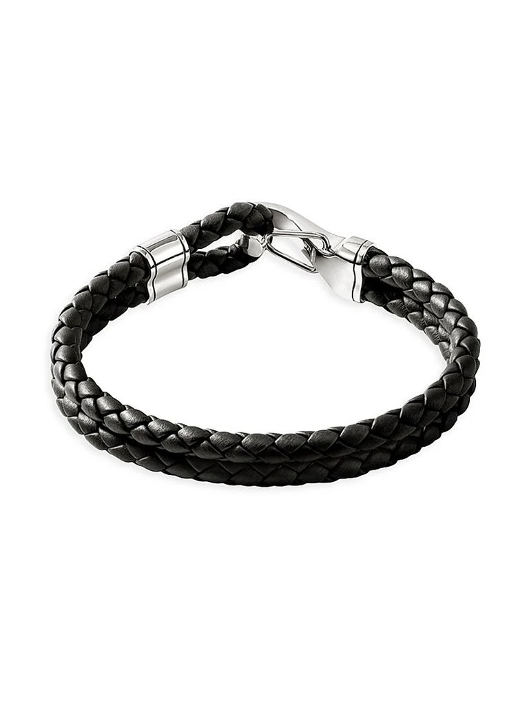 John Hardy Braided Leather & Sterling Silver Double Row Bracelet 4