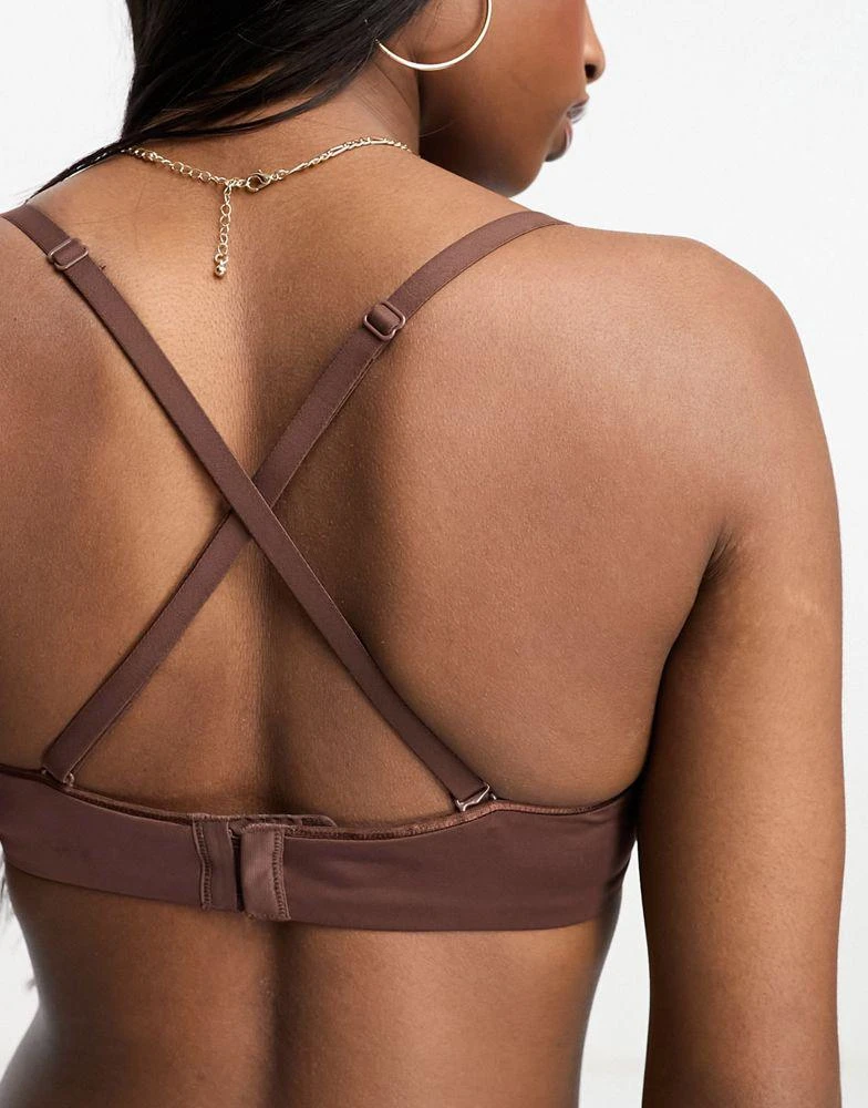 ASOS ASOS DESIGN moulded multiway strapless bra with clear centre in brown 2
