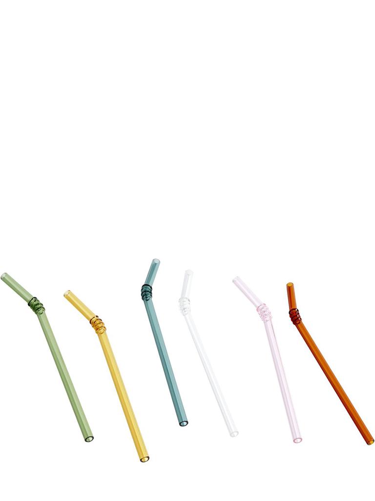 HAY Sip Swirl Set Of 6 Glass Straws