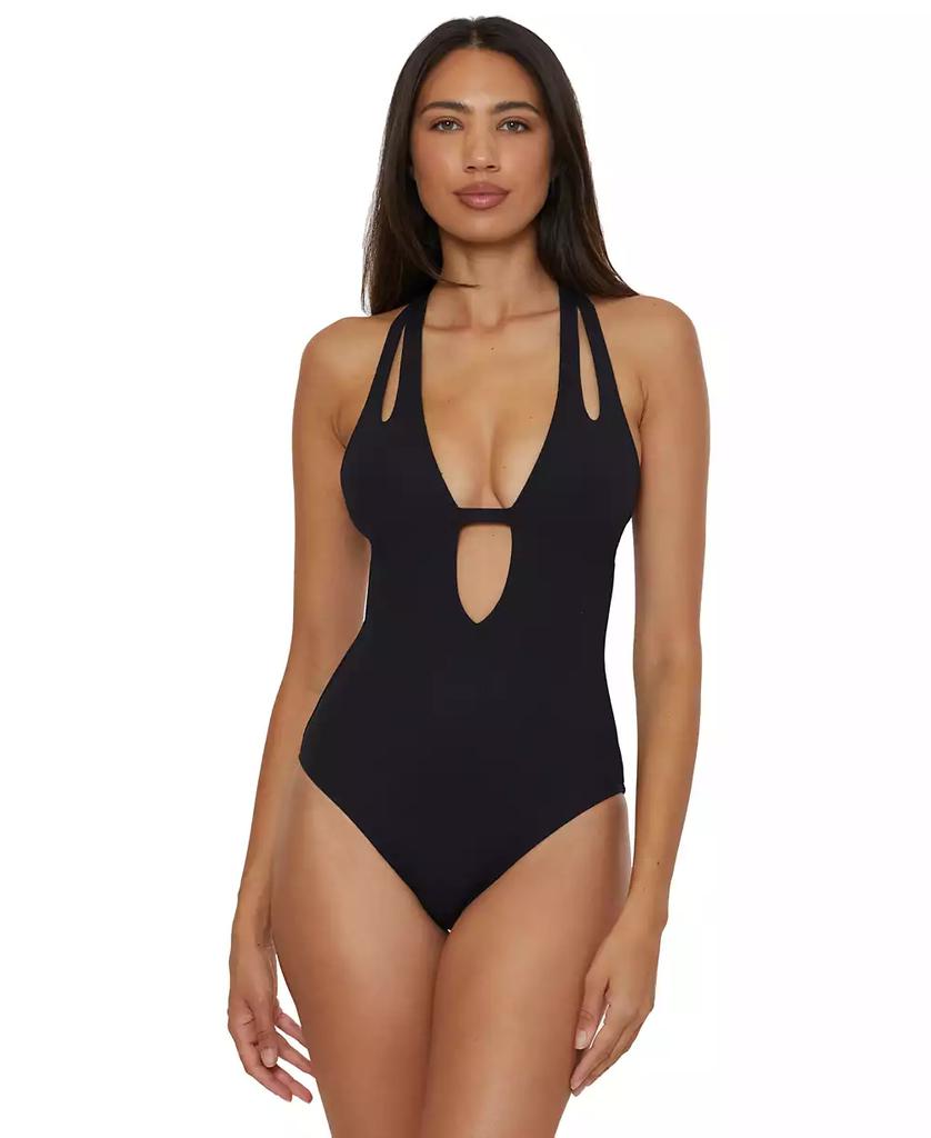 Becca Women's Modern Edge Textured Plunging-Neck Swimsuit