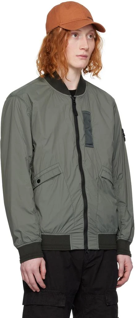 Stone Island Green Garment-Dyed Bomber Jacket 2