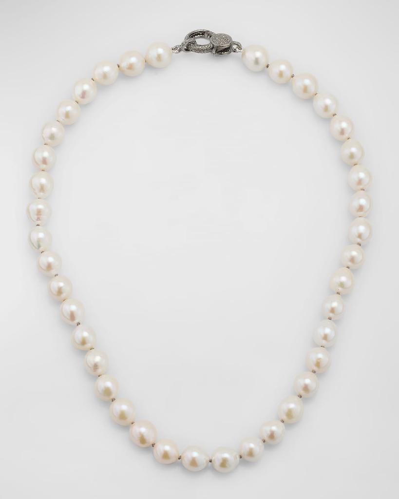 Margo Morrison White Edison Freshwater Pearl Necklace with Diamond Clasp, 18"L