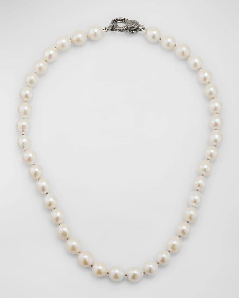 Margo Morrison White Edison Freshwater Pearl Necklace with Diamond Clasp, 18"L 1