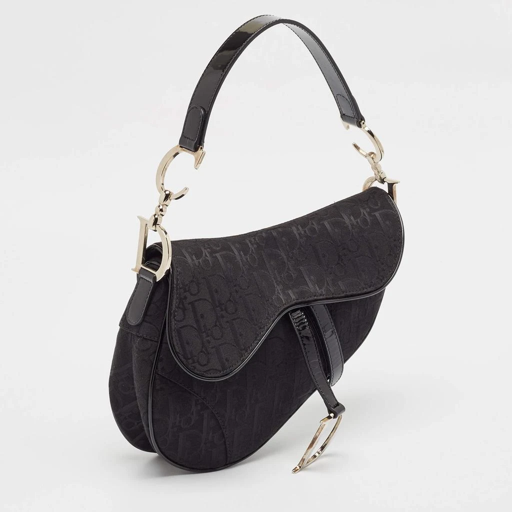 Dior Dior Black Oblique Canvas and Patent Leather XS Saddle Bag 3