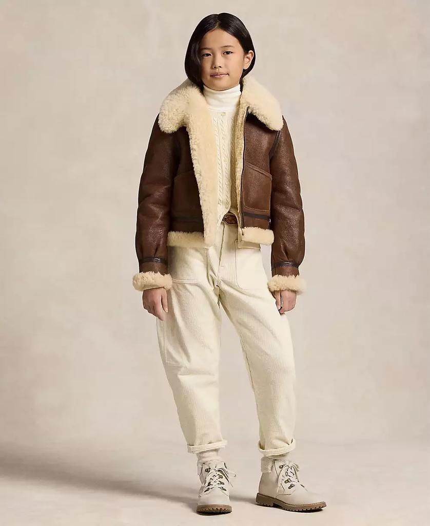 Ralph Lauren Girls 7-16 Metallic Cable Cotton-Blend Cardigan Sweater