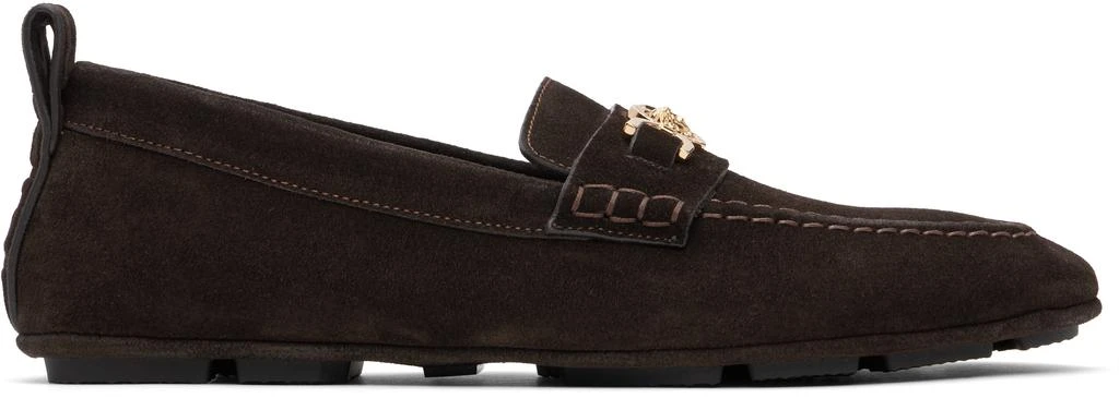 Versace Brown Villa Suede Driver Loafers 1