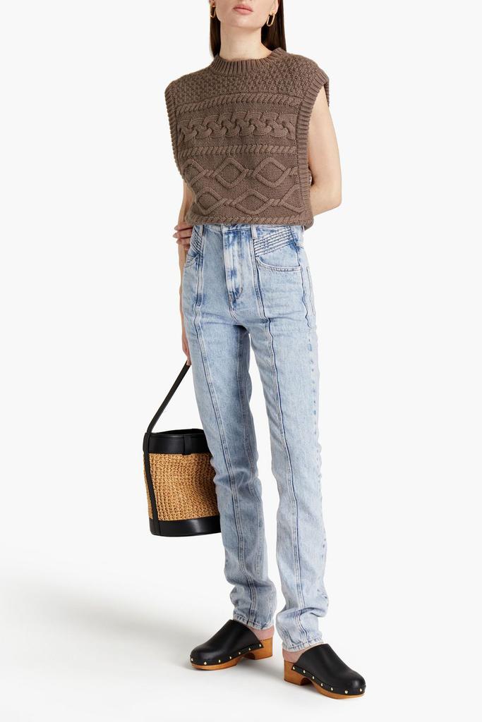 MARANT ÉTOILE Hominy pintucked acid-wash high-rise slim-leg jeans