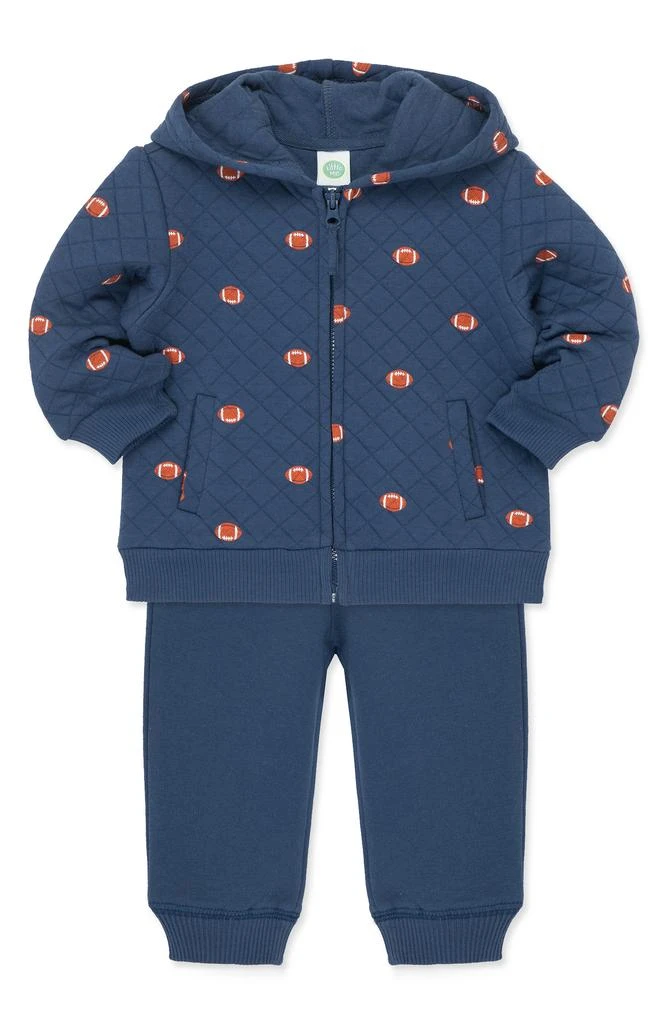 Little Me Football Quilted Zip Hoodie & Pants Set 5