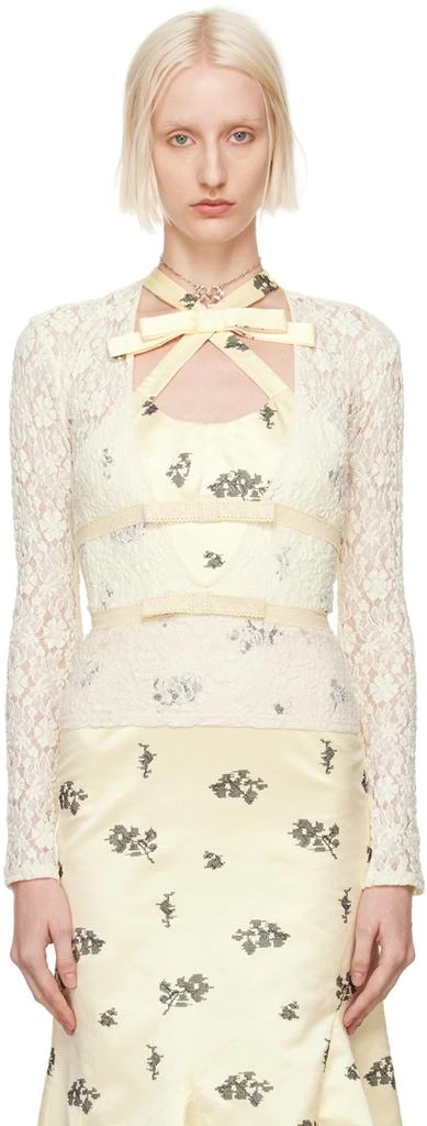 Yuhan Wang Off-White Ribbon Tied Lace Blouse 1