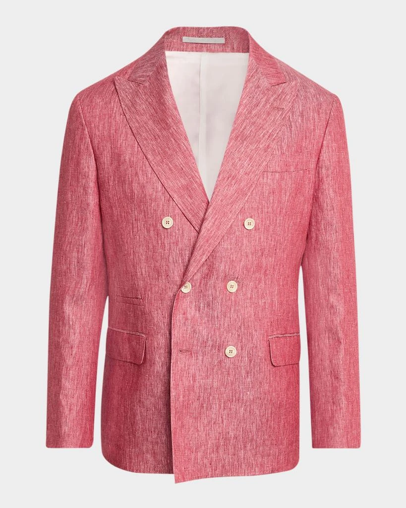 Brunello Cucinelli Men
s Linen Denim Double-Breasted Deconstructed Blazer