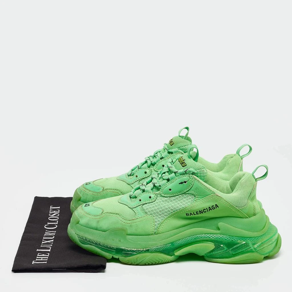 Balenciaga Balenciaga Green Faux Leather and Mesh Triple S Clear Sole Lace Up Sneakers Size 43 9