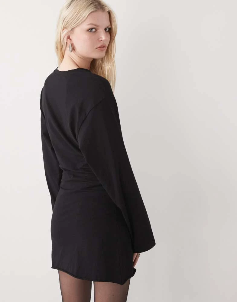 weekday long sleeve mini dress Weekday boat neck long sleeve mini dress in Black