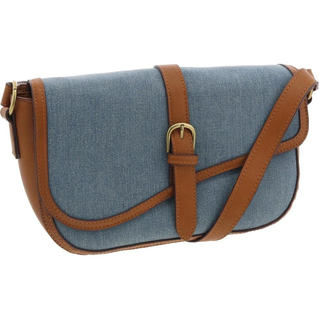 Lucky Brand Zenan Womens Faux Leather Trim Denim Crossbody Handbag 2