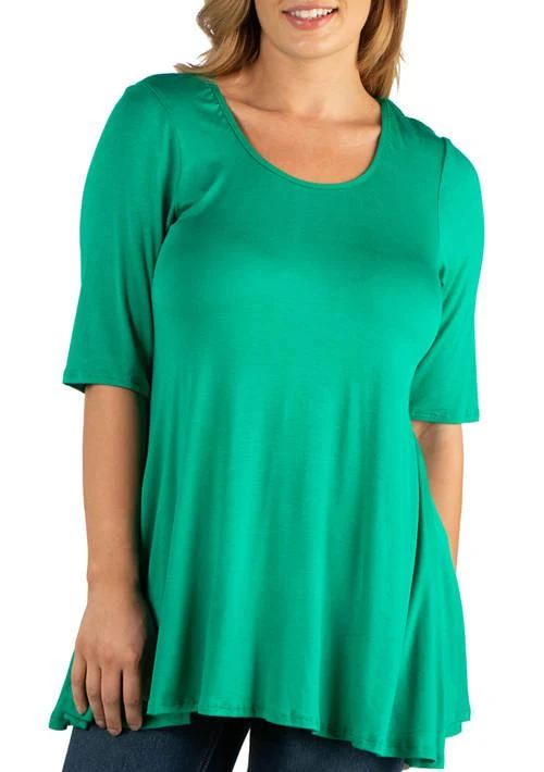 24seven Comfort Apparel Comfort Apparel Plus Size Elbow Sleeve Tunic Top 1
