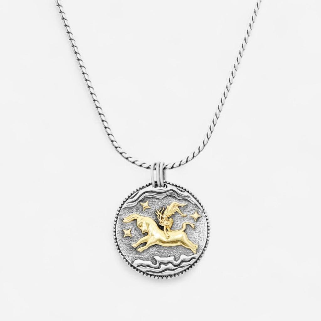 Konstantino Konstantino Zodiac Taurus Sterling Silver & 18K Yellow Gold Carved Pendant MEKJ634-130