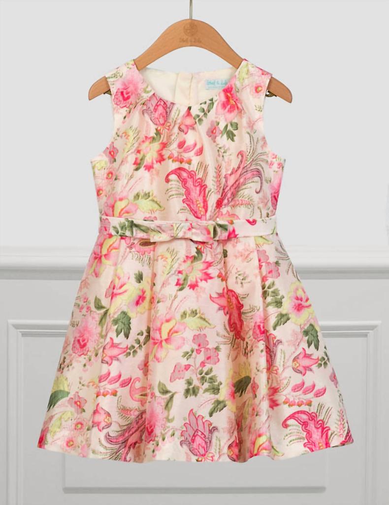 Abel & Lula Abel & Lula - Girl's Silk Flower Printed Dress