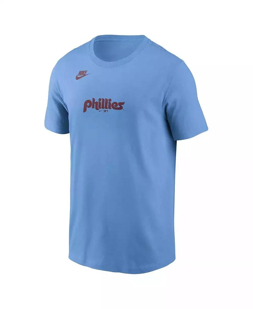 NIKE Men's Light Blue Philadelphia Phillies Cooperstown Collection Wordmark T-Shirt 3