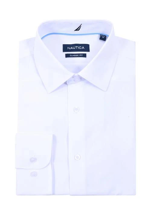 Nautica Classic White Solid Dress Shirt 1