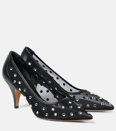 Khaite River embellished leather-trimmed pumps 1