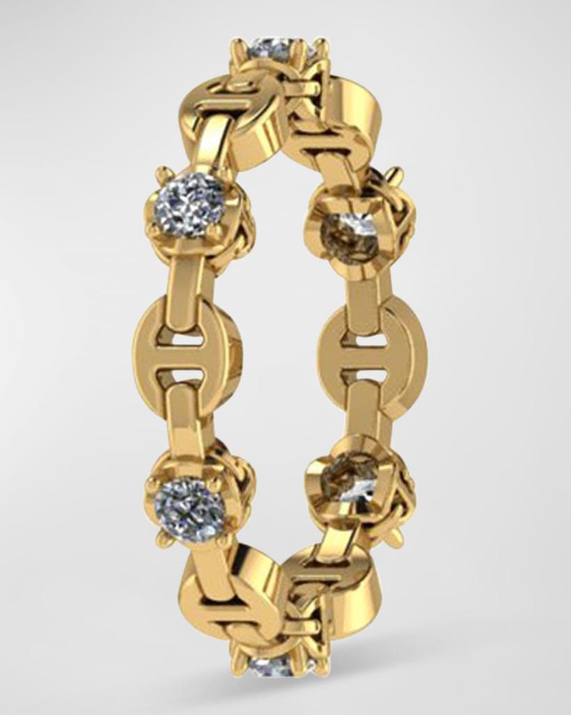 Hoorsenbuhs 18K Yellow Gold Micro Tri-Link II Ring with Diamonds, Size 7