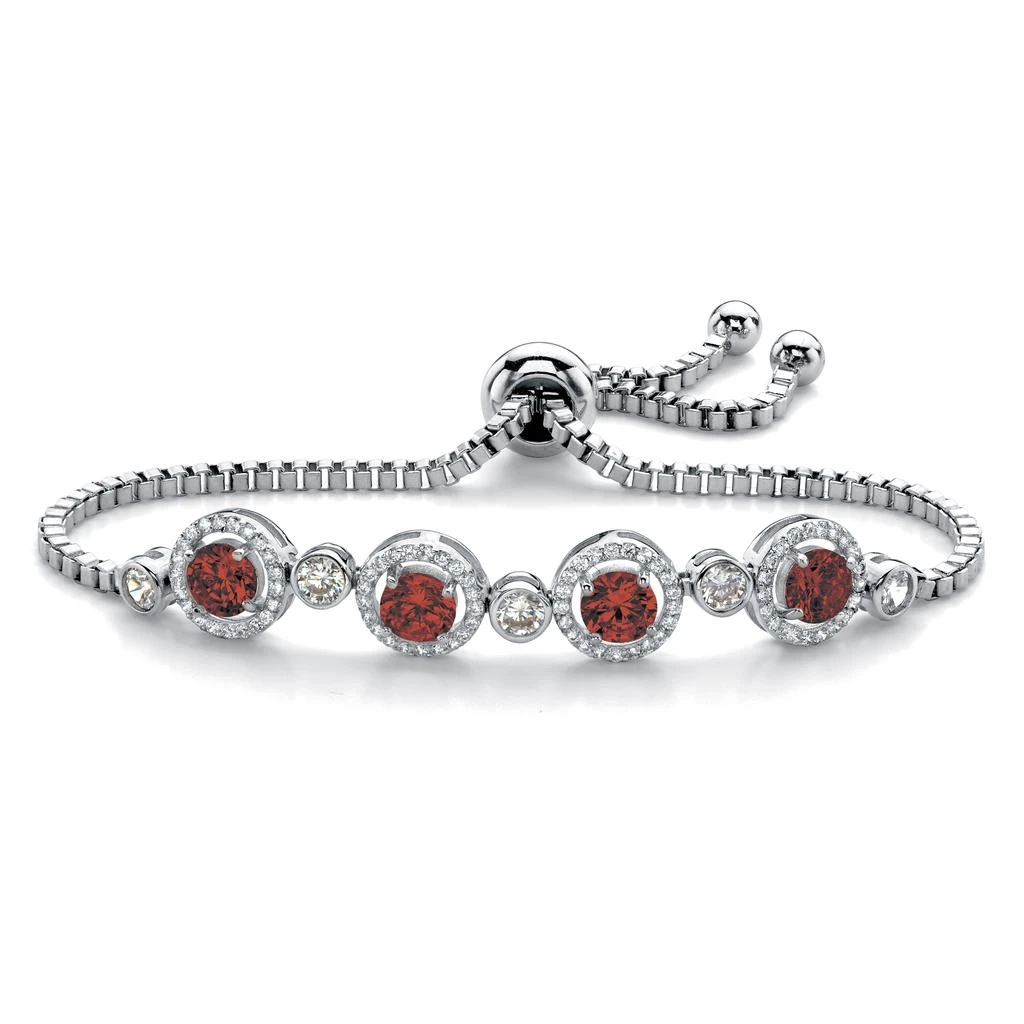 Palm Beach Jewelry .92 Cttw.Platinum-Plated Birthstone and CZ Adjustable Bolo Bracelet 9" 5