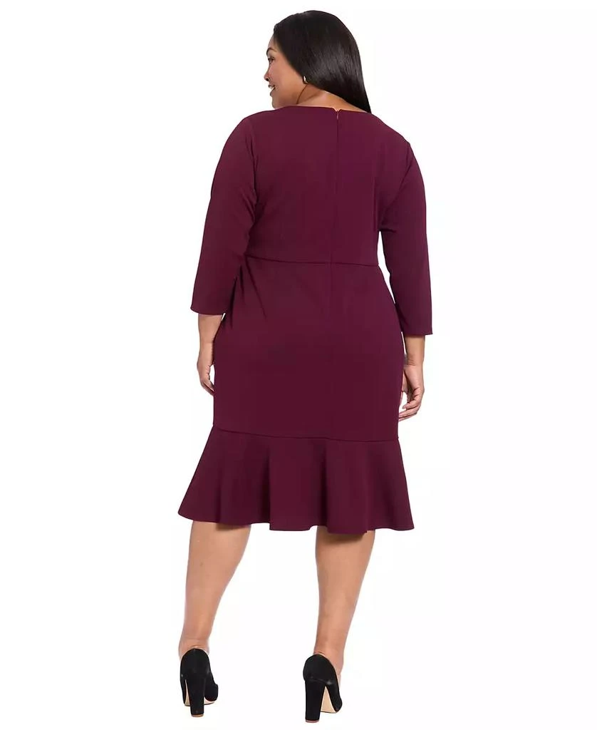 London Times Plus Size Side-Knot 3/4-Sleeve Dress 5