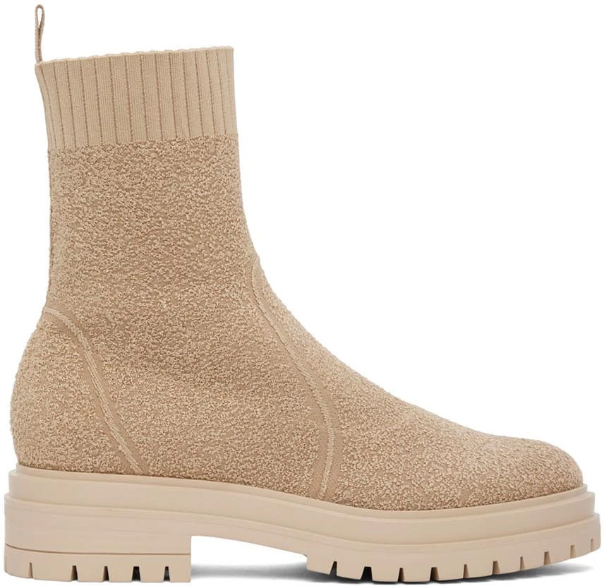Gianvito Rossi Beige Torrance Sock Boots 1