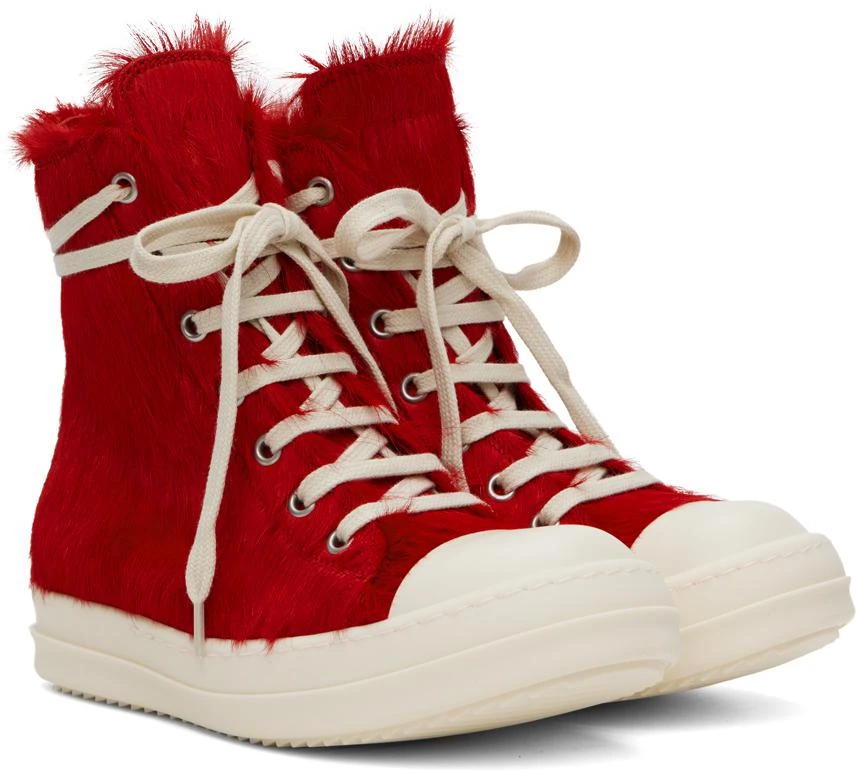 Rick Owens Red Unshaved Sneakers 4