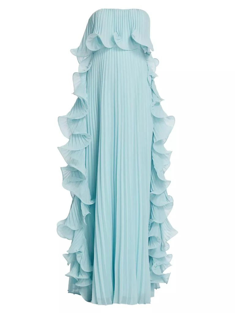 Badgley Mischka Strapless Pleated Ruffle Gown 1