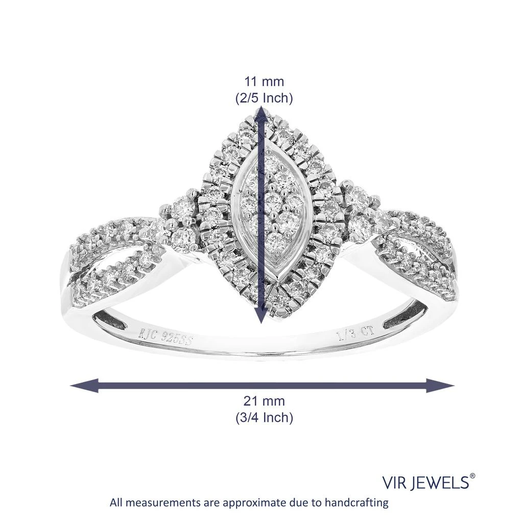 Vir Jewels 1/3 cttw Round Cut Lab Grown Diamond Engagement Ring .925 Sterling Silver Prong Set 5