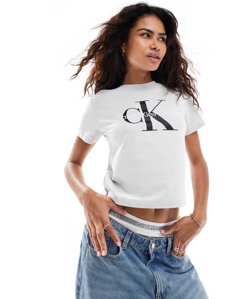 Calvin Klein Calvin Klein Jeans monologo baby tee in soft grey