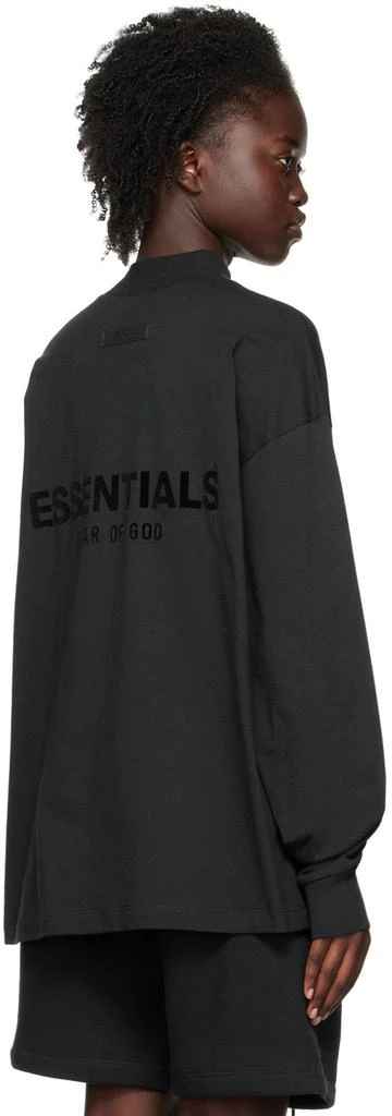 Essentials Black Flocked Long Sleeve T-Shirt 3