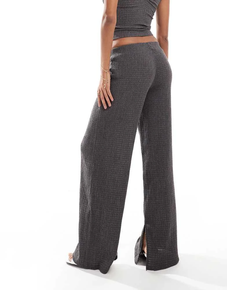 Bershka Bershka shirred flared trousers co-ord in charcoal 5
