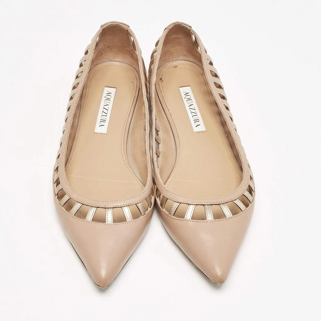Aquazzura Aquazzura Beige Leather Le Parisien Pointed Toe Ballet Flats Size 38 3